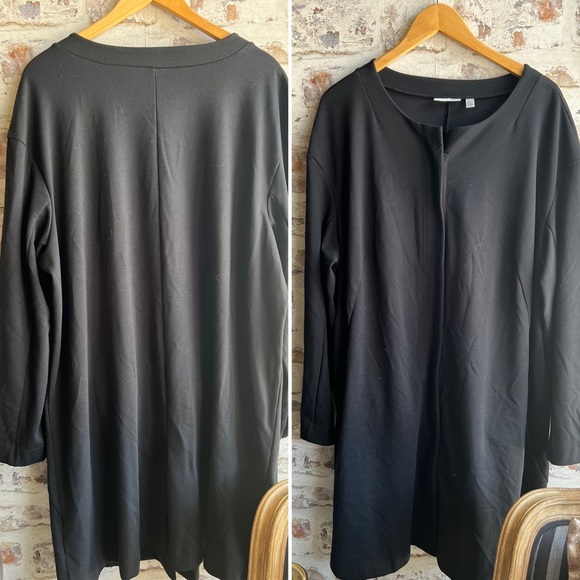 14th and Union Black long sleeve collarless top with zip front closure 2X - Picture 6 of 13